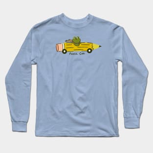 Frog in a Pencil Car Long Sleeve T-Shirt